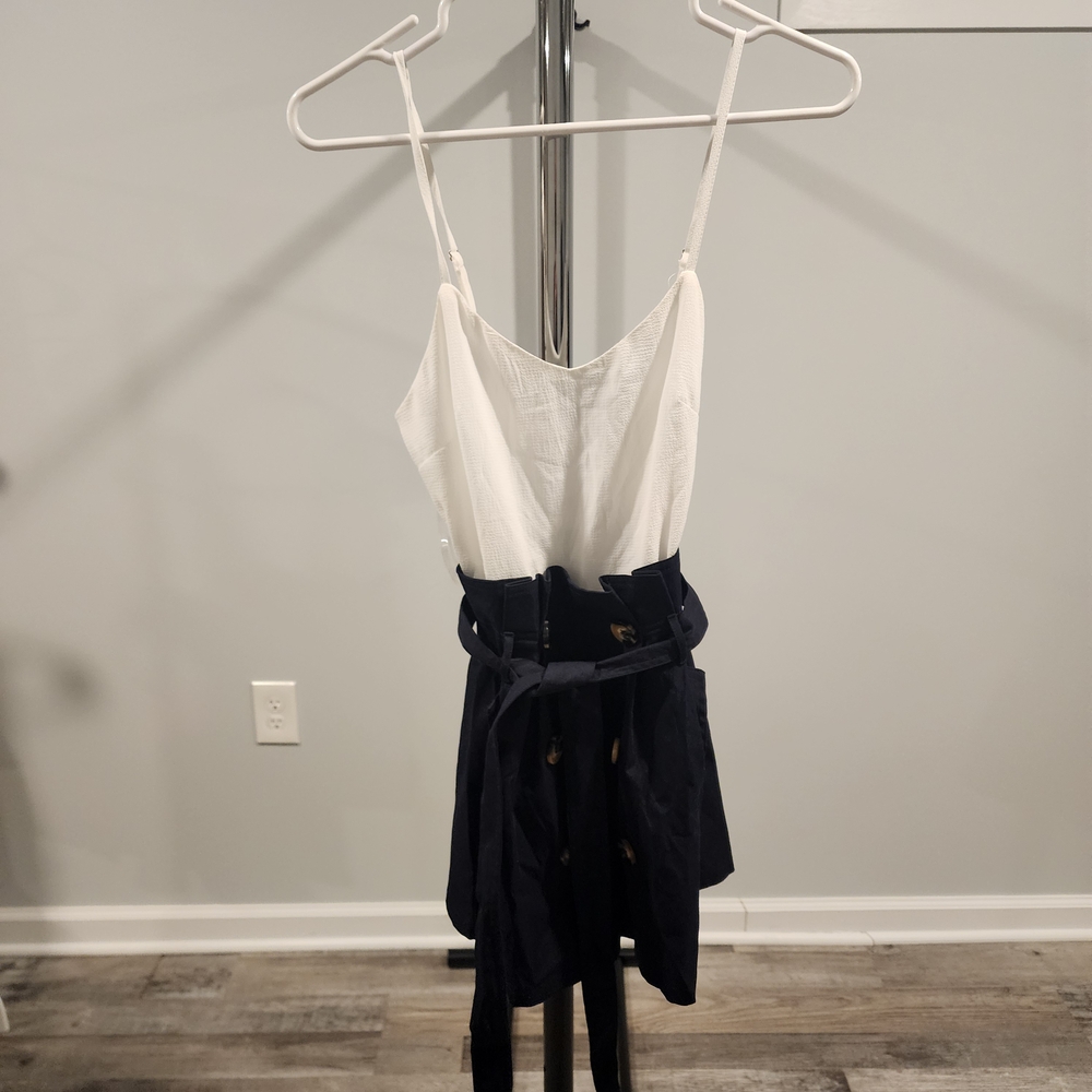 Fashion Nova White and Black Romper